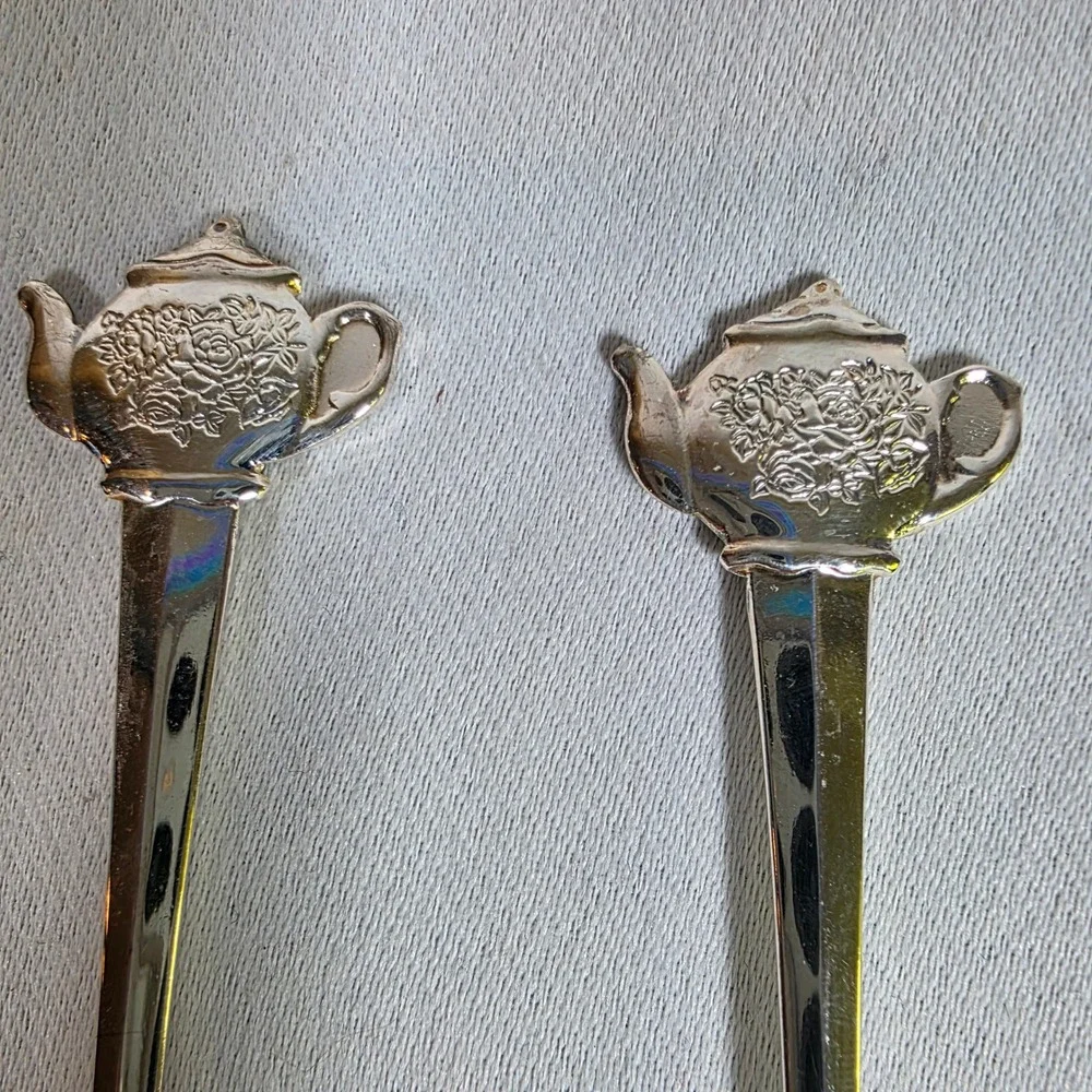 Vintage HIC Japan Stainless Teapot Teacup Demitasse Spoons Set of 8